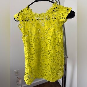J. Crew Yellow Eyelet Lace Blouse